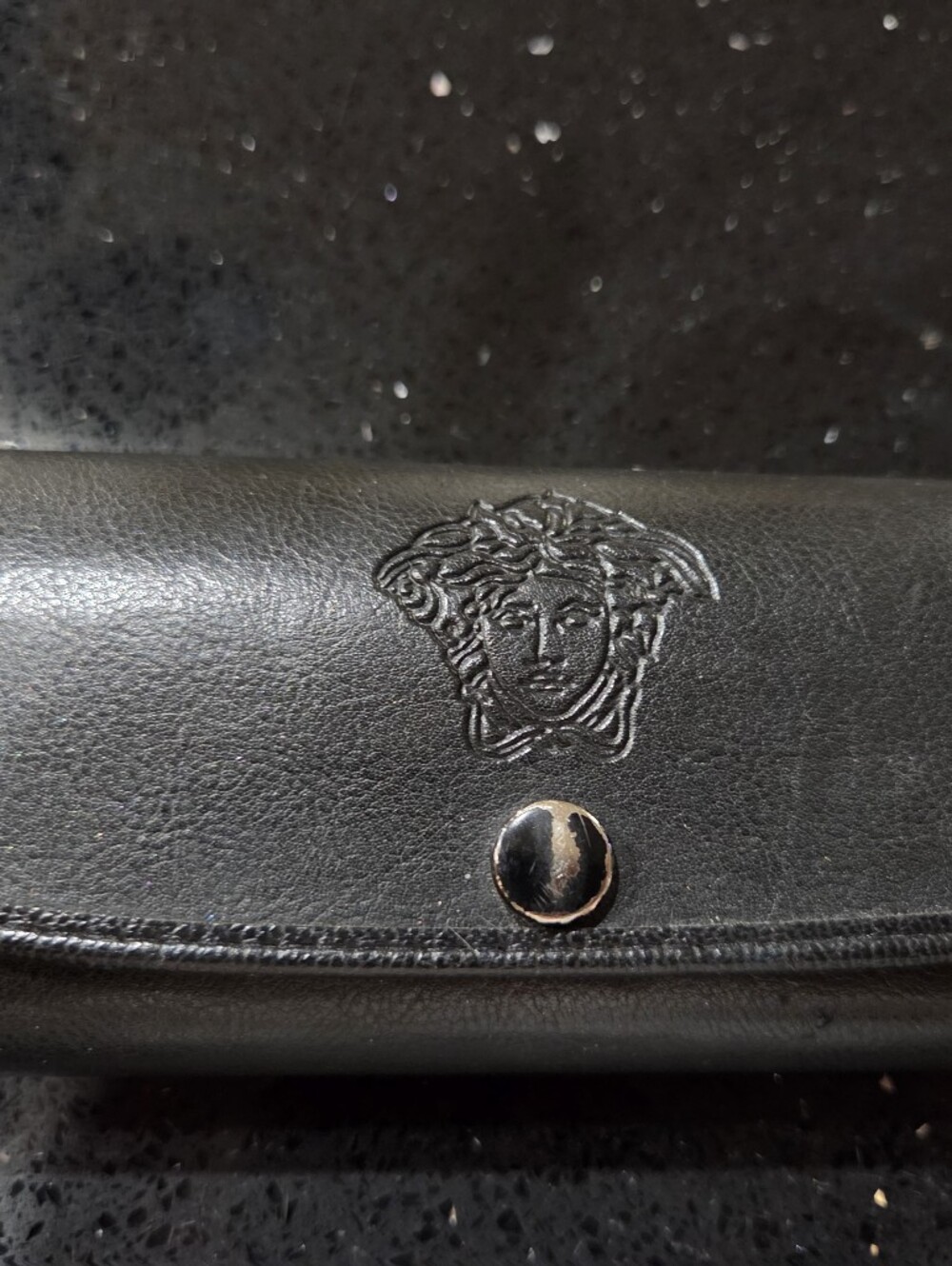 Versace-Inspired Black Leather Eye Glass Case Only